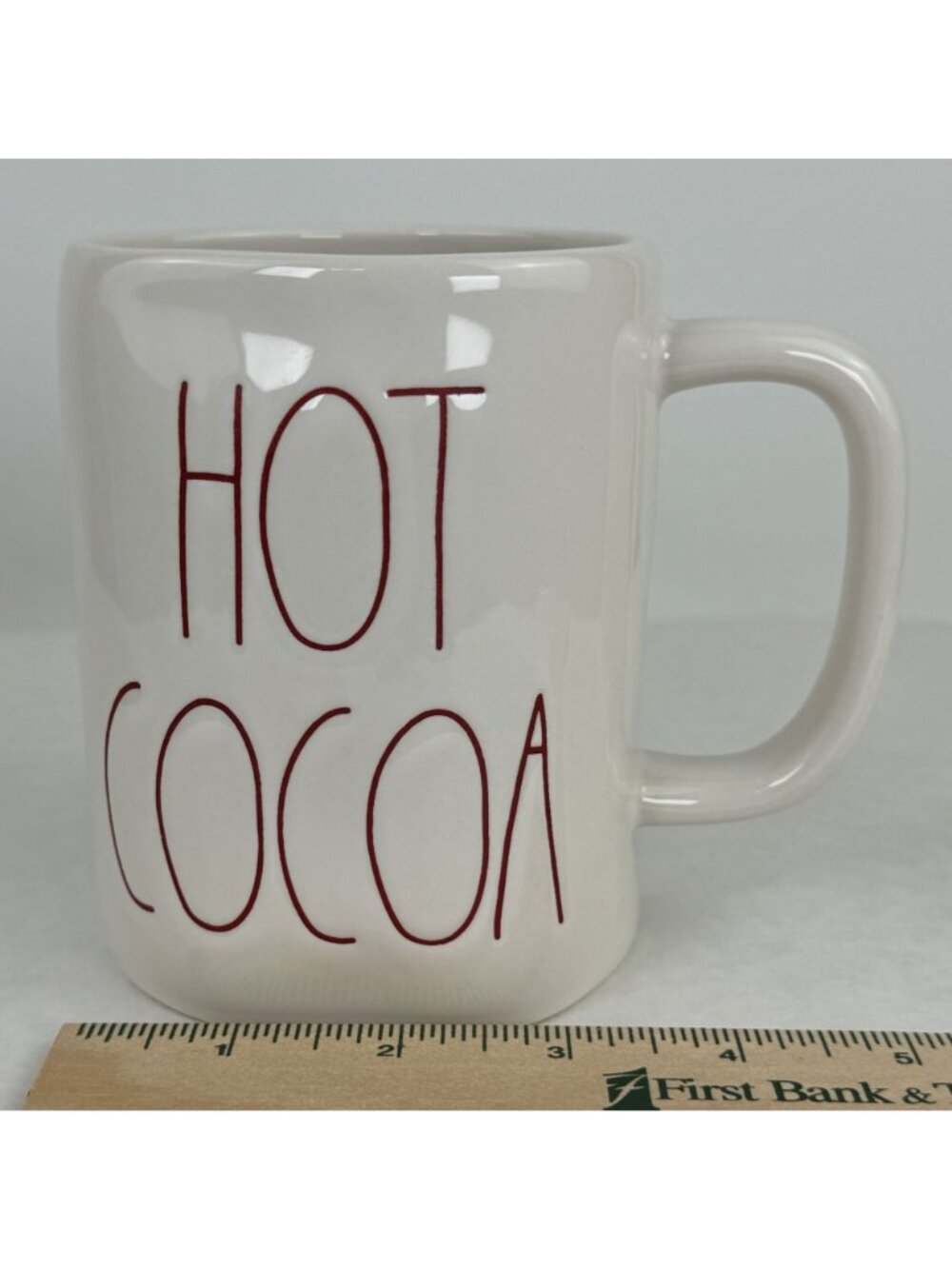 Rae Dunn Artisan Collection Hot Cocoa Mug 16 Oz White Ceramic Red Letters 4.5" - Picture 7 of 9